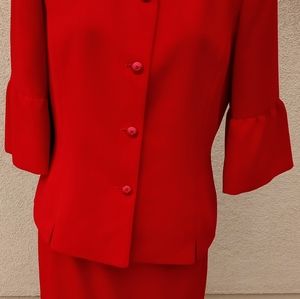 Women's Red Petite Two Piece Suit